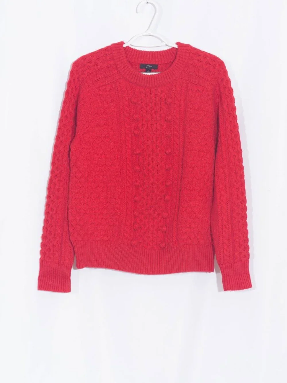 J. CREW Red Cable Knit Wool Blend Sweater Size M